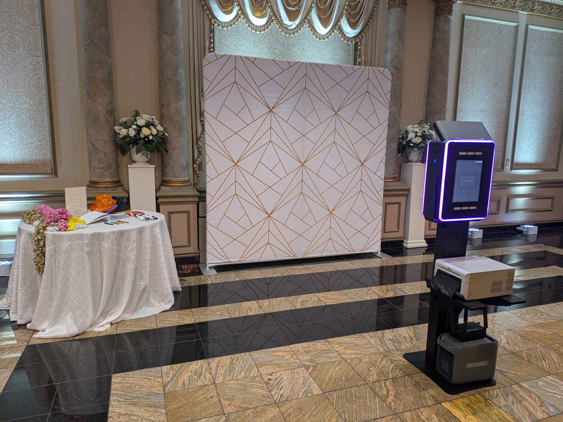 Premiere Booth setup at an elegant ballroom event