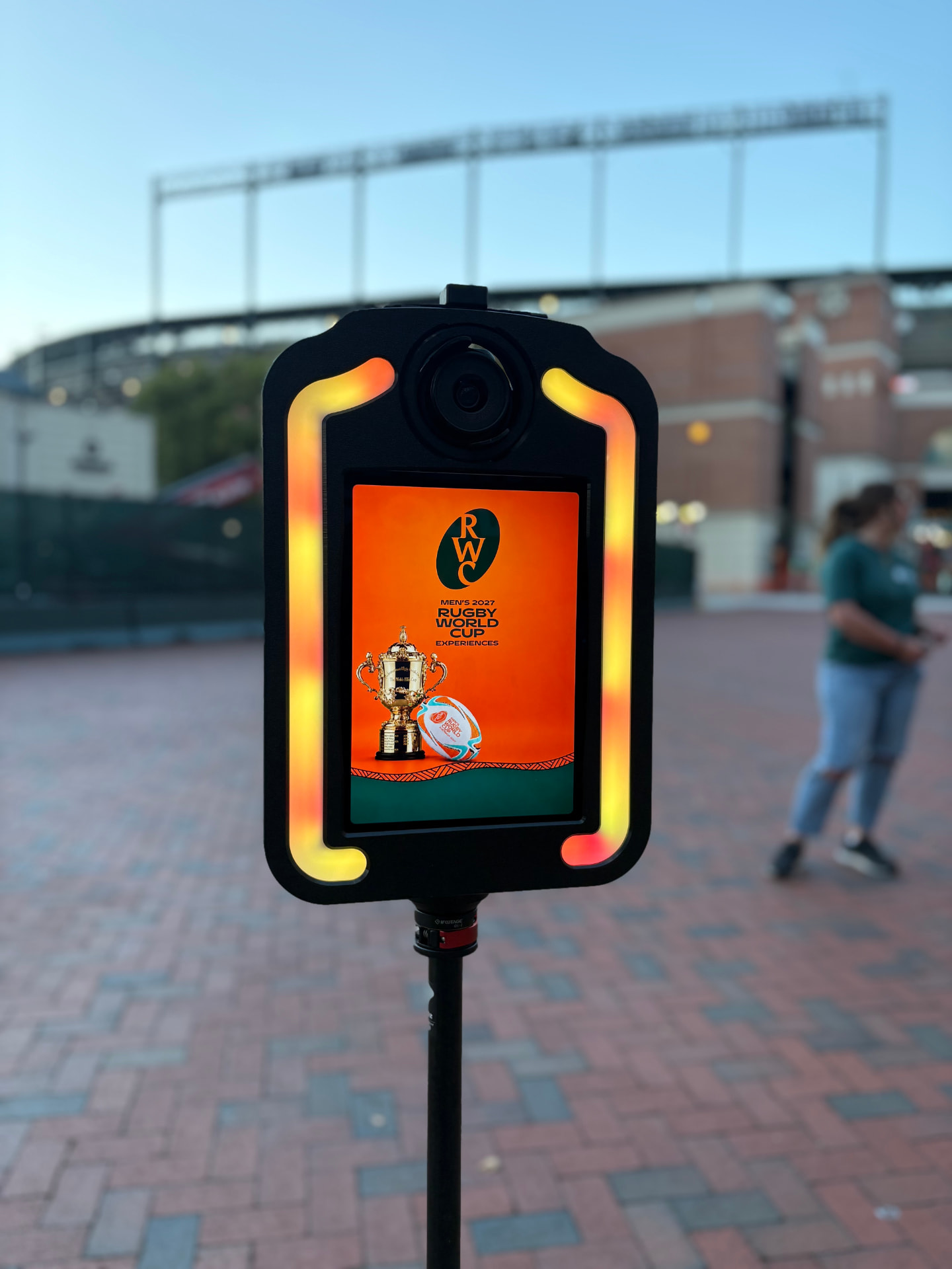 Branded photo booth at Camden Yards for the Rugby World Cup Experiences event