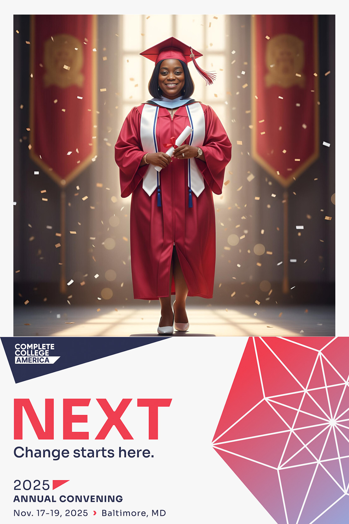 Complete College America graduation AI portrait